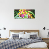 Geel en roze Orchidee bloemen Canvas Afdruk (Insitu (Slaapkamer))