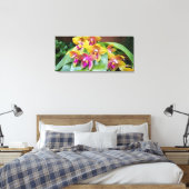 Geel en roze Orchidee bloemen Canvas Afdruk (Insitu (Slaapkamer))