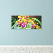 Geel en roze Orchidee bloemen Canvas Afdruk (Insitu (Houten vloer))