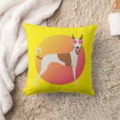 Geel en Roze Podenco Dog met zonnebril Kussen (Deken)