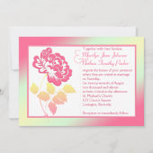 Geel en Roze Pony Linen Wedding Invitation Kaart (Voorkant)