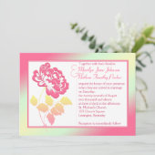 Geel en Roze Pony Linen Wedding Invitation Kaart (Staand voorkant)