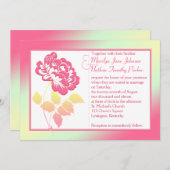 Geel en Roze Pony Linen Wedding Invitation Kaart (Voorkant / Achterkant)