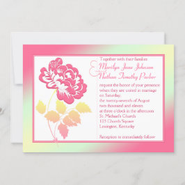 Geel en Roze Pony Linen Wedding Invitation Kaart