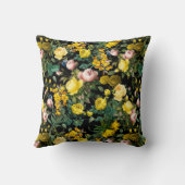 Geel en roze  roos nachtpatroon kussen (Achterkant)