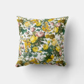 Geel en roze  roos tuinpatroon kussen (Achterkant)