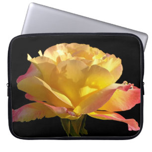 Geel en Roze Rose Laptop Sleeve