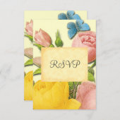 Geel en Roze Roze botanische RSVP-kaarten Kaart (Voorkant / Achterkant)