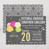 Geel en roze roze Typografie Moderne bruiloft Kaart (Voorkant / Achterkant)