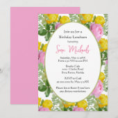 geel en roze rozen Birthday Lunch Kaart (Voorkant / Achterkant)