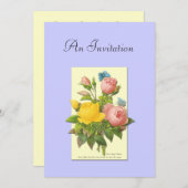 Geel en Roze Rozen Botanische Aangepaste Invitatie Kaart (Voorkant / Achterkant)