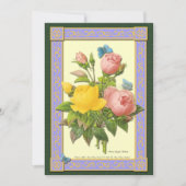 Geel en Roze Rozen Botanische Aangepaste Invitatie Kaart (Voorkant)