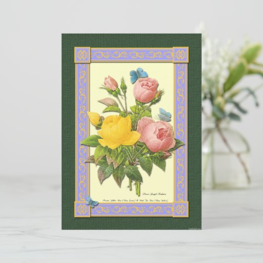 Geel en roze rozen Botanische kunstuitvindingen Kaart (Staand voorkant)