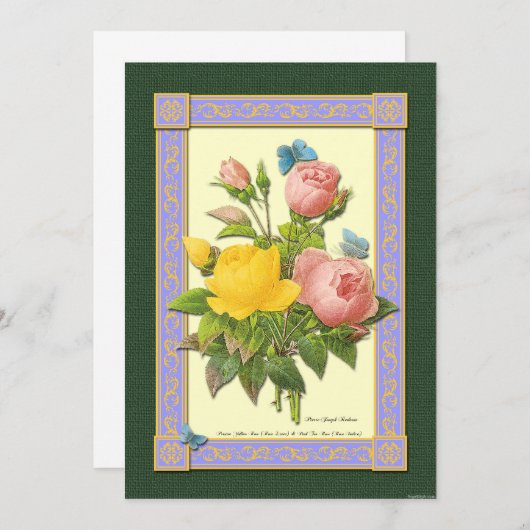 Geel en roze rozen Botanische kunstuitvindingen Kaart (Voorkant / Achterkant)