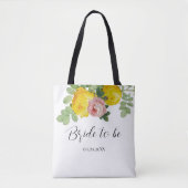 Geel en Roze Rozen Bruid in Spe Tote Bag (Voorkant)