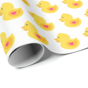 Geel en Roze Rubber Ducky Cadeaupapier