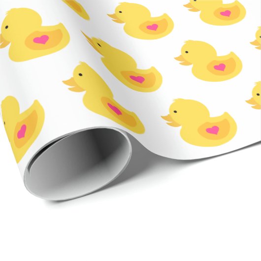 Geel en Roze Rubber Ducky Cadeaupapier (Rol Hoek)