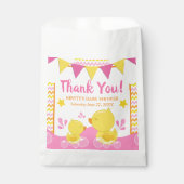 Geel en Roze Rubber Ducky Polka Dot Baby shower Bedankzakje (Voorkant)