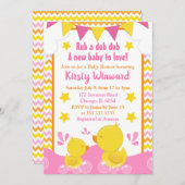 Geel en Roze Rubber Ducky Polka Dot Baby shower Kaart (Voorkant / Achterkant)