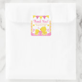 Geel en Roze Rubber Ducky Polka Dot Baby shower Vierkante Sticker (Tas)