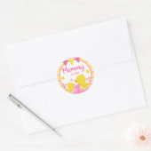 Geel en Roze Rubber Ducky Polka Dot Mammie Ronde Sticker (Envelop)