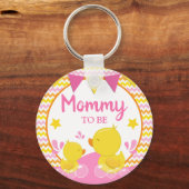 Geel en Roze Rubber Ducky Polka Dot Mammie Sleutelhanger