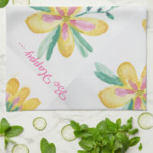  geel en roze theedoek (Gevouwen)