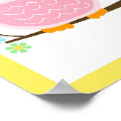 Geel en Roze Trendy Uil Kunstprint Poster (Hoek)