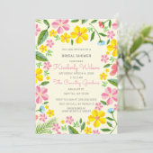 Geel en Roze Tuin Bloemen Vrijgezellenfeest Kaart (Staand voorkant)