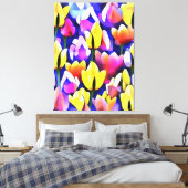 Geel en roze tulpen kleurrijke lentart canvas afdruk (Insitu (Slaapkamer))