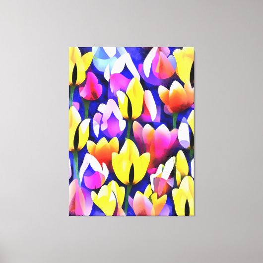 Geel en roze tulpen kleurrijke lentart canvas afdruk (Voorkant)