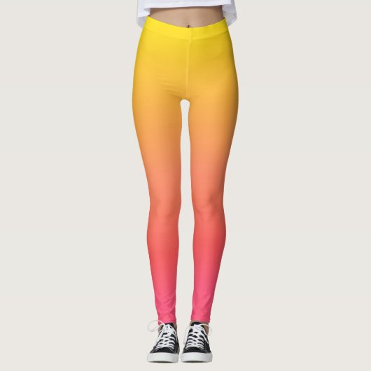 Geel en Roze Verloop Leggings (Voorkant)