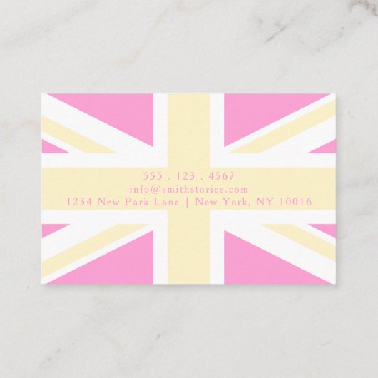 Geel en roze Vlag van het VK/Unievaartuig | Gepers Visitekaartje (Achterkant)