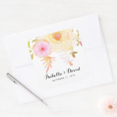 Geel en Roze Waterverf Flowers Wedding Sticker (Envelop)