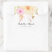 Geel en Roze Waterverf Flowers Wedding Sticker (Tas)
