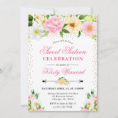 Geel en Roze Zomerbloemen Foto Zoet 16 Kaart (Voorkant)