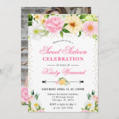 Geel en Roze Zomerbloemen Foto Zoet 16 Kaart (Voorkant / Achterkant)