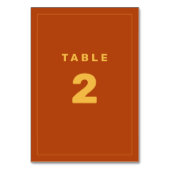 Geel en Rust Wes Anderson Geïnspireerd tabelnummer Kaart (Voorkant)