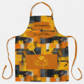 Geel en Sinaasappel Abstract - Modern Bold Kitchen Schort (Voorkant)