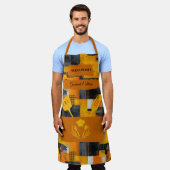 Geel en Sinaasappel Abstract - Modern Bold Kitchen Schort (Gedragen)