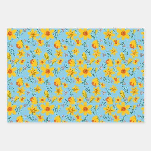 Geel en sinaasappel charmant narcispapier inpakpapier vel (Voorkant 3)