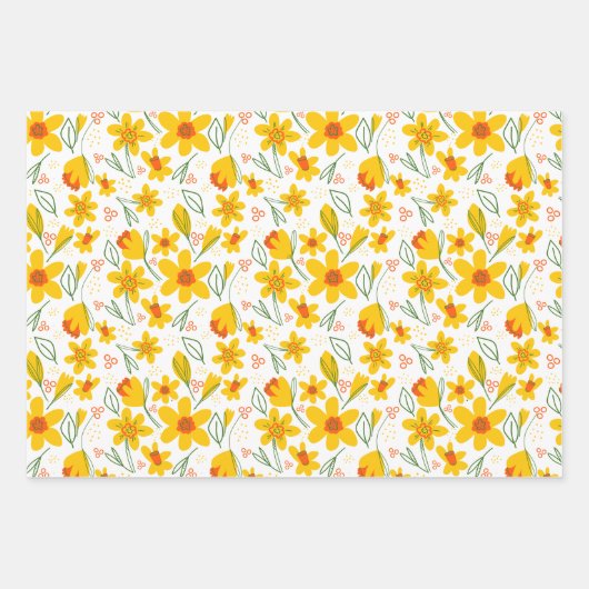 Geel en sinaasappel charmant narcispapier inpakpapier vel (Voorkant 2)