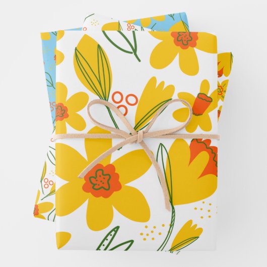 Geel en sinaasappel charmant narcispapier inpakpapier vel (In situ)