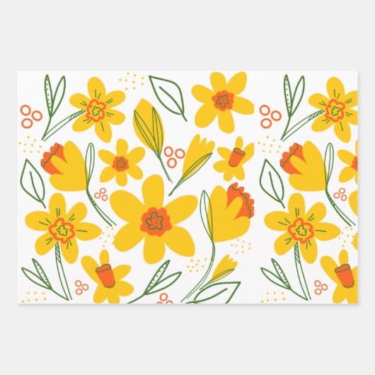 Geel en sinaasappel charmant narcispapier inpakpapier vel (Voorkant)