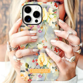 Geel en Sinaasappel Custom Name Floral Case-Mate iPhone Case