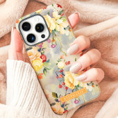 Geel en Sinaasappel Custom Name Floral Case-Mate iPhone Case