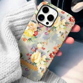 Geel en Sinaasappel Custom Name Floral Case-Mate iPhone Case