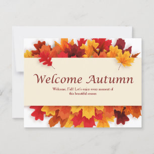 Geel en Sinaasappel Eenvoudig Welkom Herfst Briefk Briefkaart