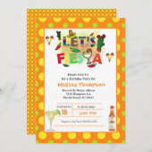 Geel en Sinaasappel Mexicaans Fiesta Verjaardag Kaart (Voorkant / Achterkant)