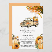 Geel en Sinaasappel  Vrachtwagen Herfst Bruiloft Kaart (Voorkant / Achterkant)